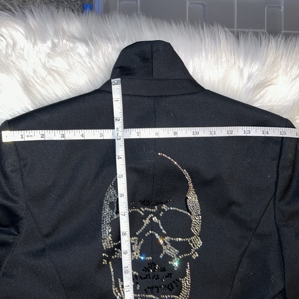 🔥NWOT🔥GLAMOUR🔥CAMPAIGN🔥by Fred Naggar Black Blazer/Swarovski Crystal Skull - Picture 11 of 14